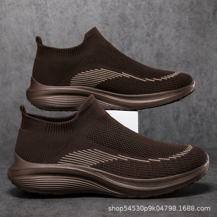 Unisex nan elastic slip-on leisure shoe with sock-like entry, contoured wave cushioning sole and non-slip profile sole Mune Fashion