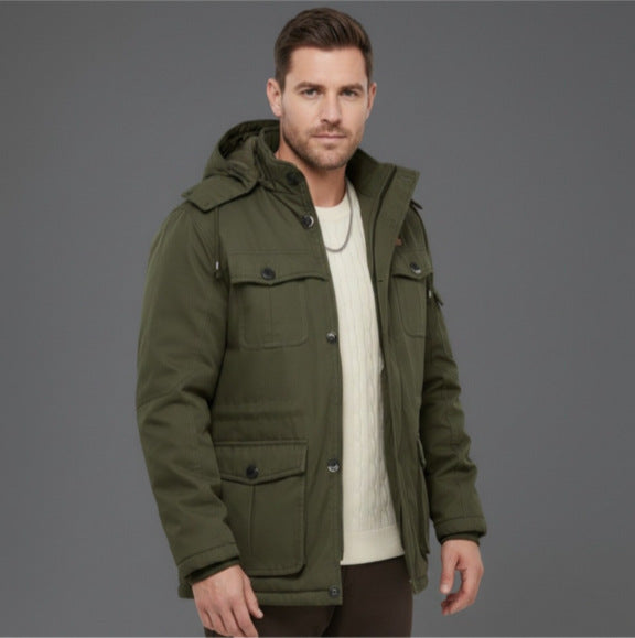 Men's Padded Winter Parka with Hood and Multifunctional Pockets Mune Fashion