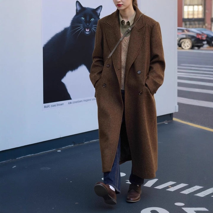 Women's Elegant and Modern Wool Trench Coat Drune