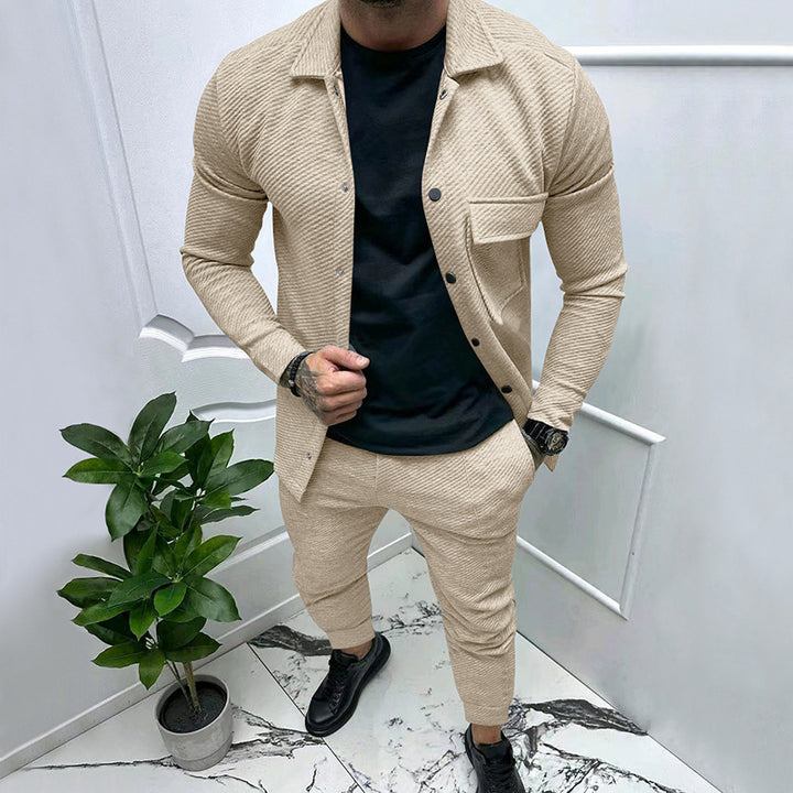 Men's Structured Jersey Leisure Set with Overshirt and Tapered Jogging Pants Mune Fashion