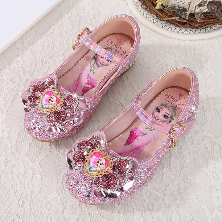 Girls Festive Glitter Ballerinas with Flower Appliqué Mune Fashion