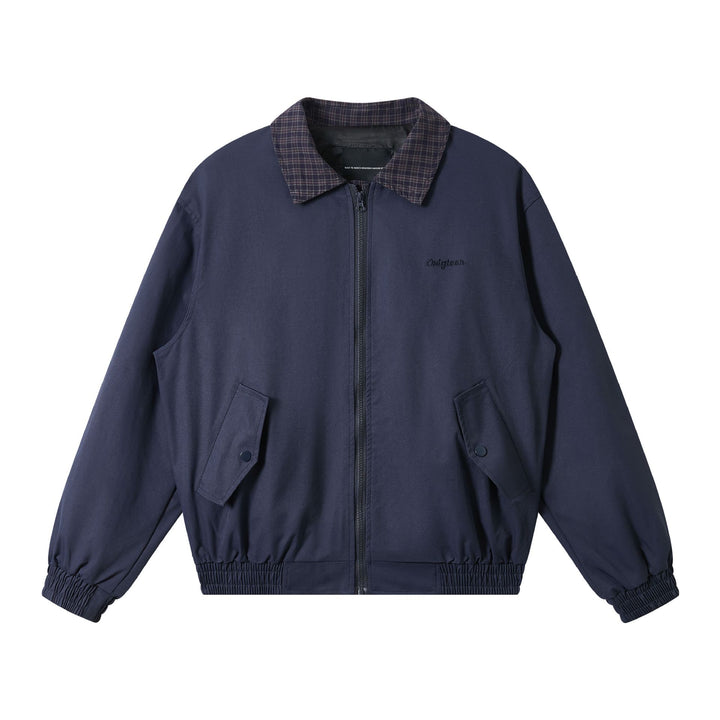 Men's Oversize Blouson Jacket with Check Collar and Flap Pockets Mune Fashion
