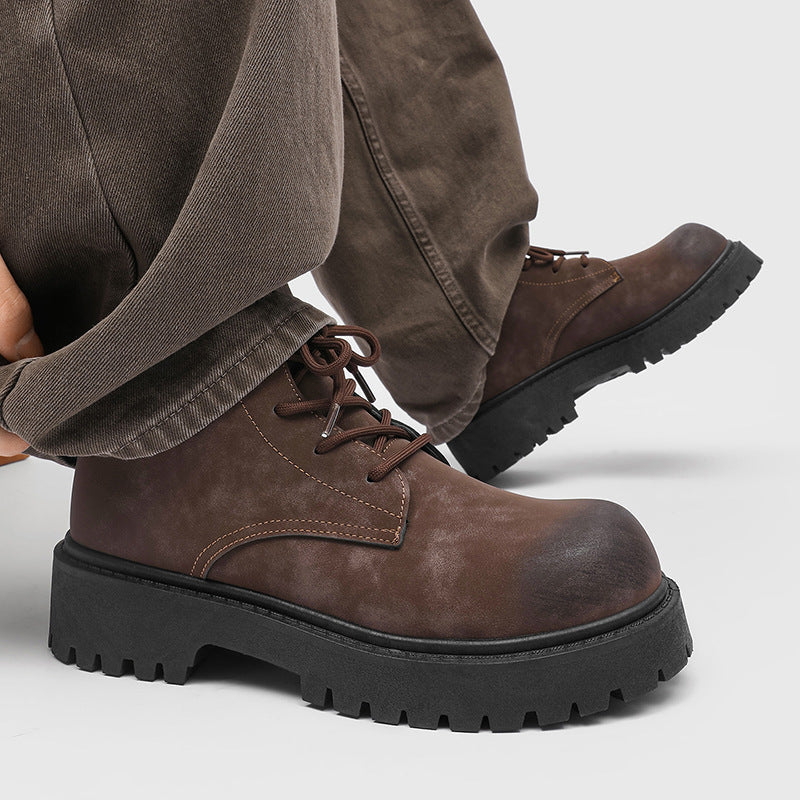 Men's Lace-up Combat Style Boots with Distinctive Tread Sole Mune Fashion