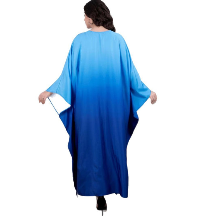 Women's Flowing Kaftan Maxi Dress with Oversized Sleeves and Round Neckline Mune Fashion