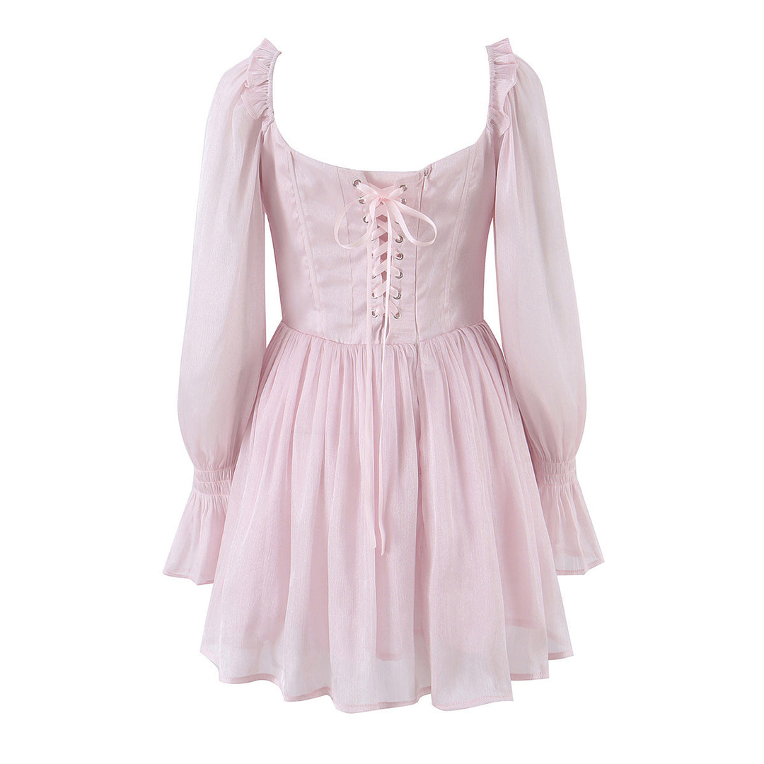 Women's Romantic Corset Dress with Ruffled Skirt and Balloon Sleeves Mune Fashion