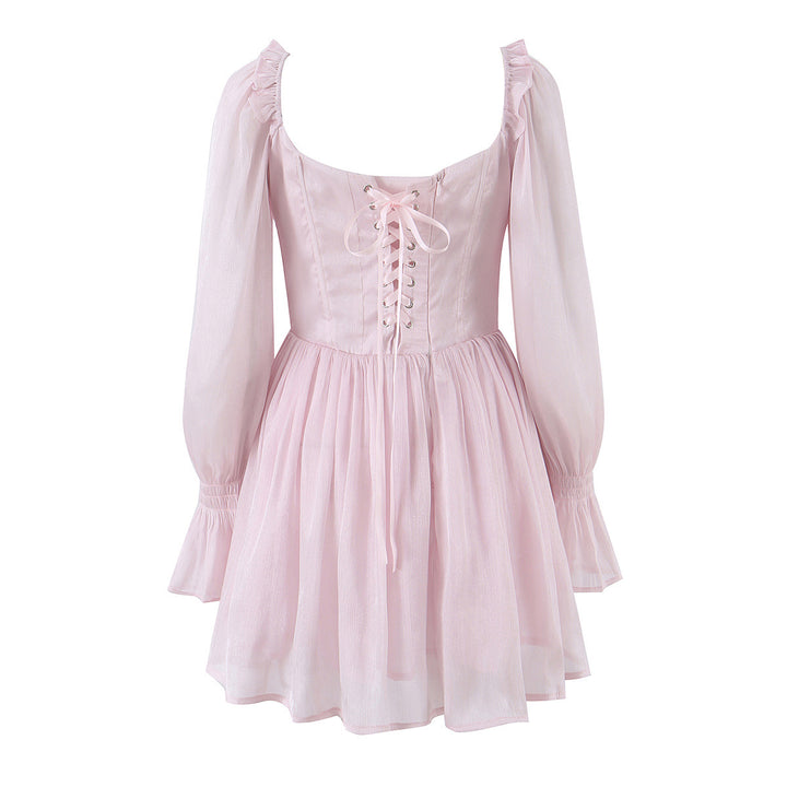 Women's Romantic Corset Dress with Ruffled Skirt and Balloon Sleeves Mune Fashion