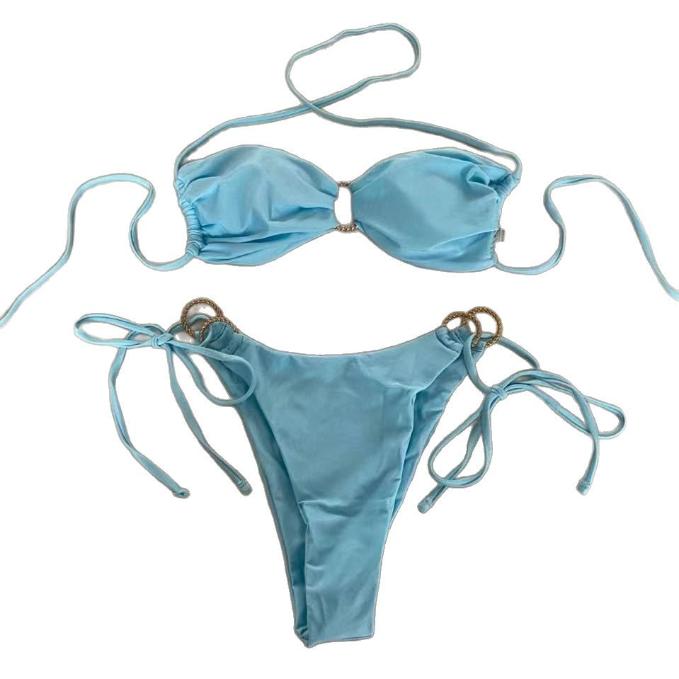 Women's Bandeau Bikini with Golden Accents Mune Fashion
