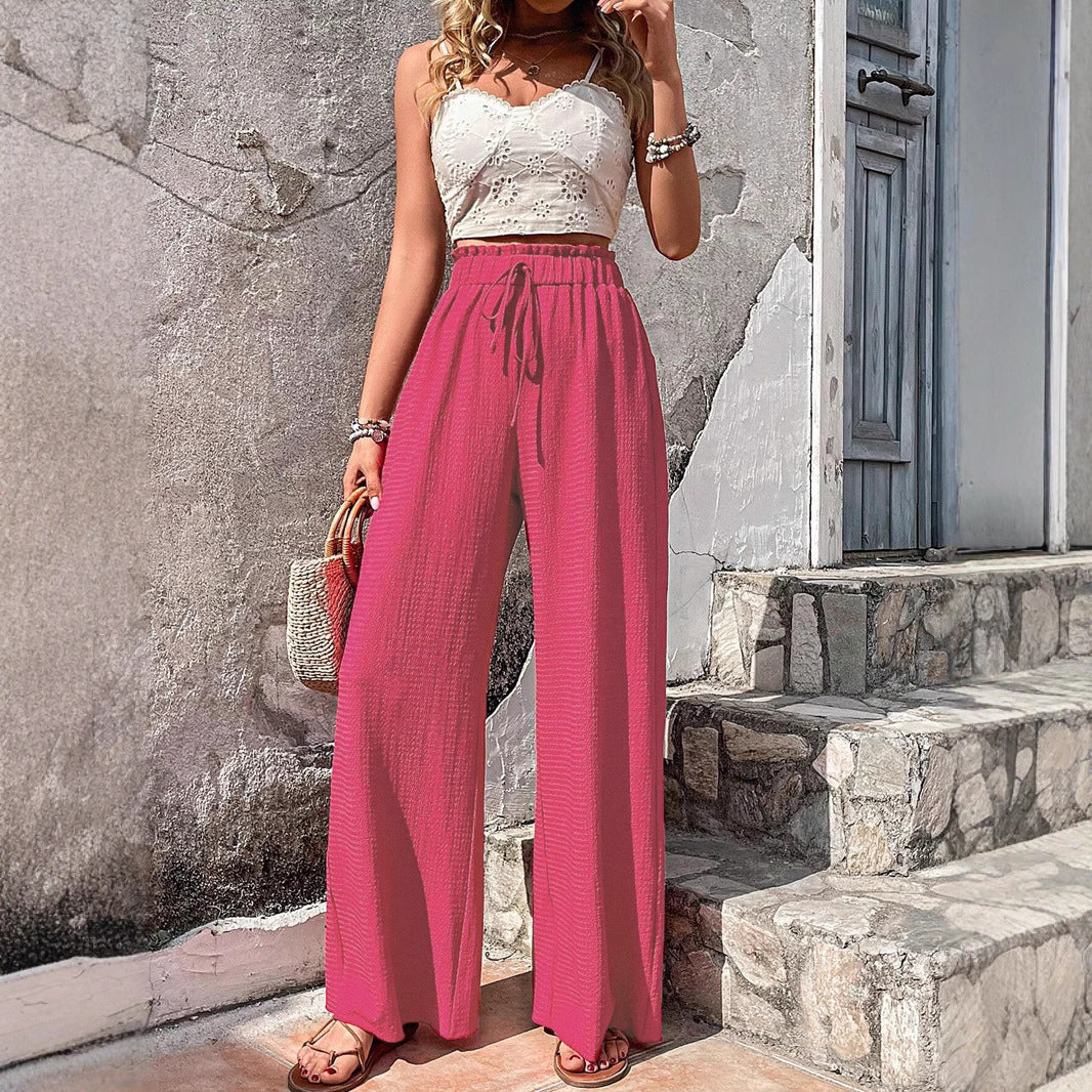 Women Comfortable and Elegant Wide-Cut Fabric Trousers Mune Fashion
