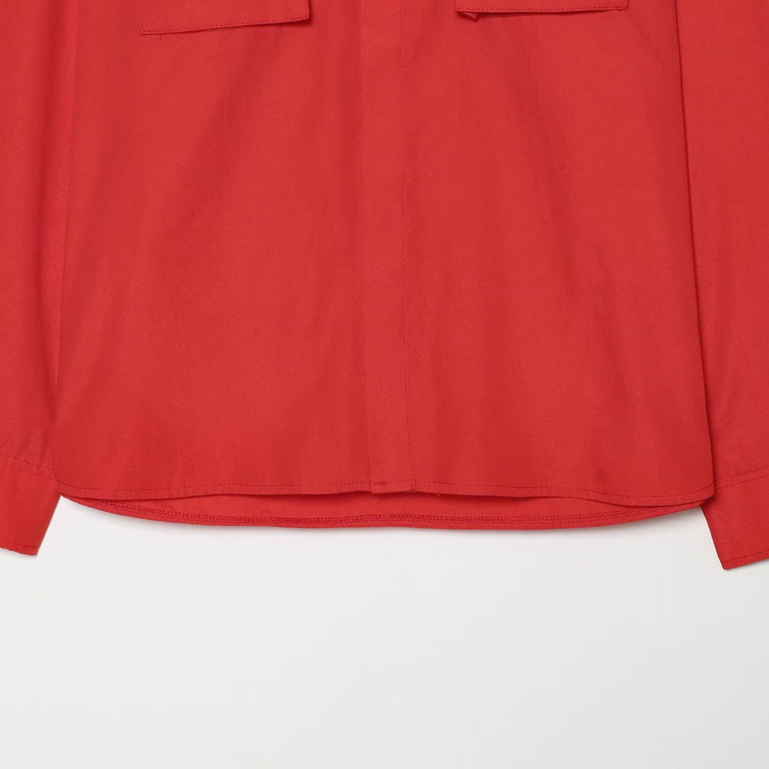 Women's overshirt with stand-up collar, patch chest pockets and concealed button placket Mune Fashion