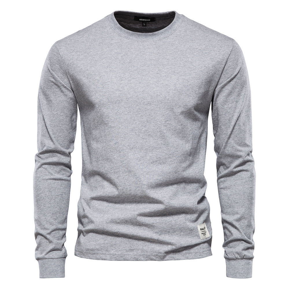 Men's classic long-sleeved cotton shirt with round neck and elastic cuffs Mune Fashion