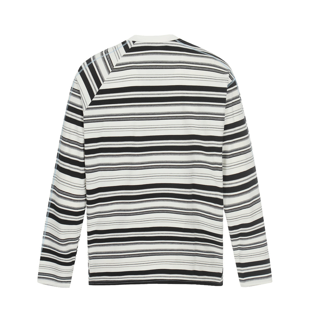 Unisex Striped Long Sleeve Shirt with Contrasting Decorative Seams Mune Fashion