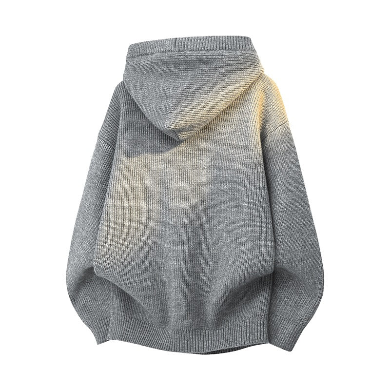 Women Relaxed Hoodie made of ribbed knit with half-button placket Mune Fashion