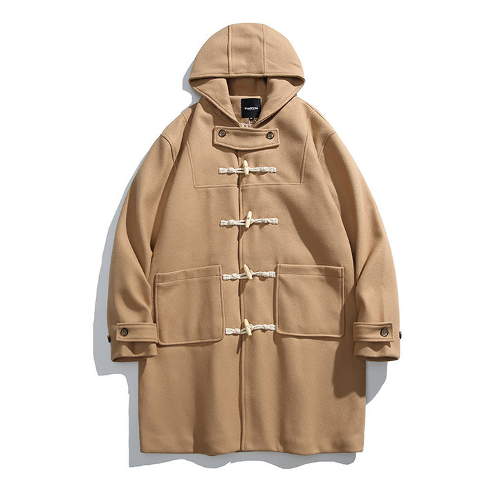 Men's wool blend duffle coat with hood and toggle closures Mune Fashion
