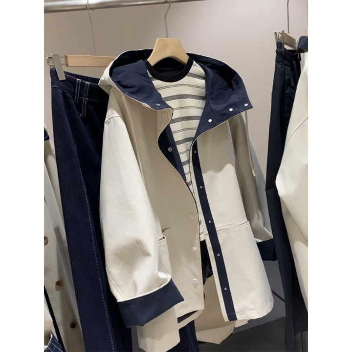 Unisex Oversized utilitarian Trench Coat with contrasted lining and hood Mune Fashion