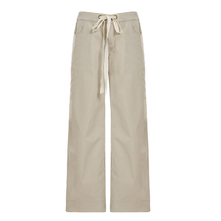 Women's wide high-waist cargo flared pants with drawstring, multiple pockets and relaxed silhouette Mune Fashion