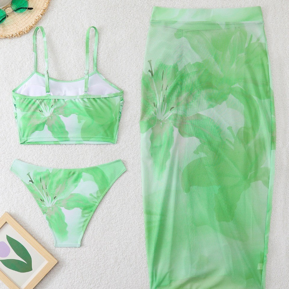 Women's Bikini Set with Floral Kaftan Mune Fashion