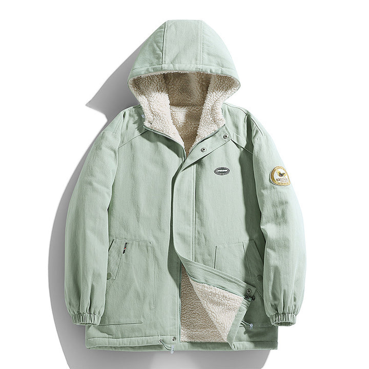 Men's padded canvas parka with Sherpa fleece lining and hood Mune Fashion
