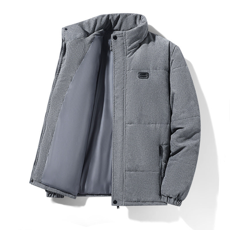 Men's padded cord jacket with high stand-up collar, padded insulation and zippered pockets Mune Fashion