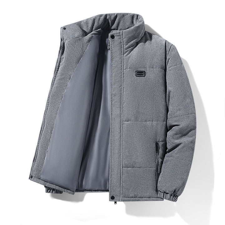 Men's padded cord jacket with high stand-up collar, padded insulation and zippered pockets Mune Fashion