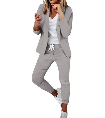 Women's two-piece blazer jogger set with tailored blazer and elastic waistband trousers Mune Fashion