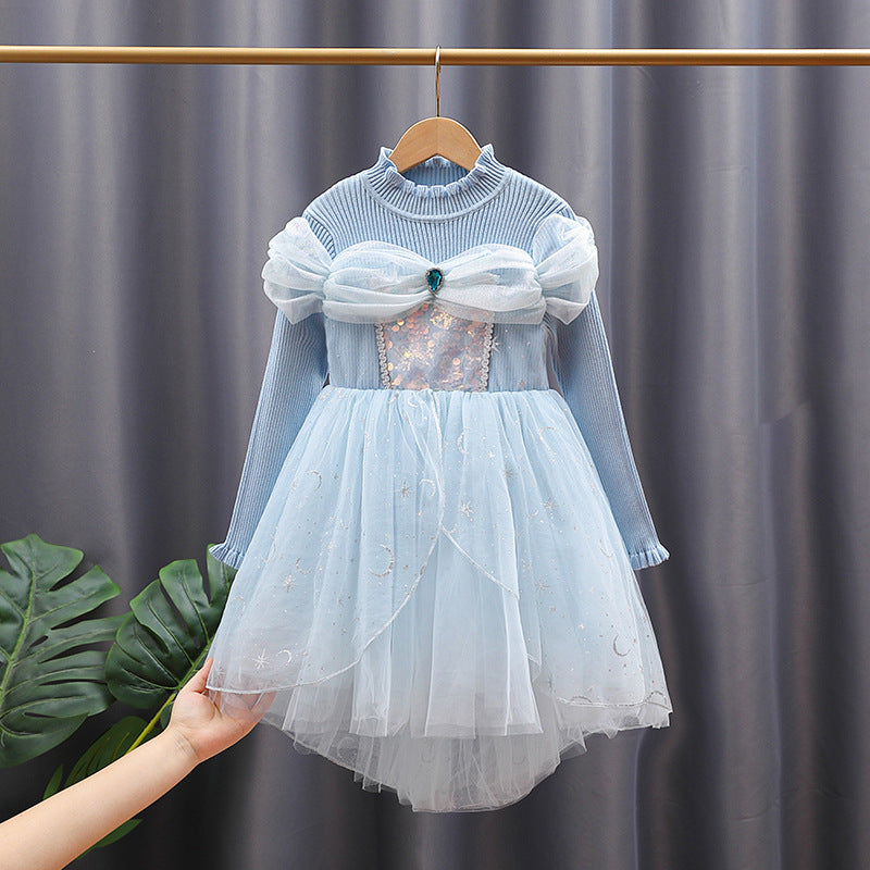 Girls' princess dress with tulle skirt and sparkling details Mune Fashion