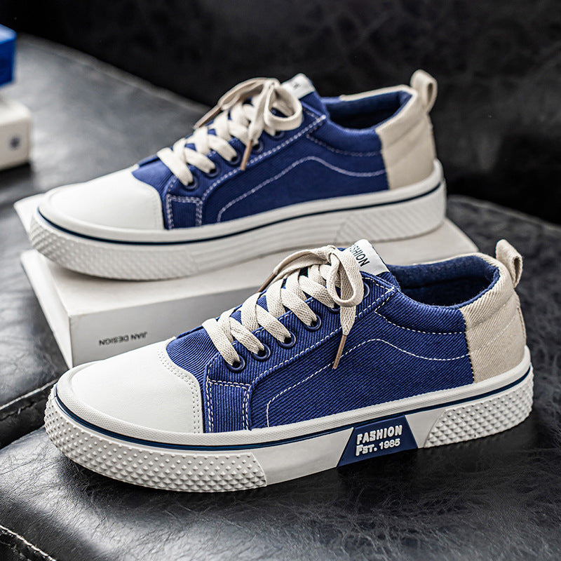 Men's Low-Top Canvas Platform Sneaker with Treaded Rubber Sole and Reinforced Toe Cap Mune Fashion