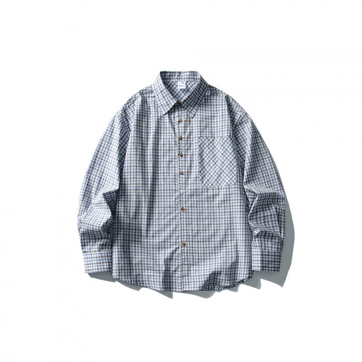Men's Oversize Check Shirt with Chest Pocket and Relaxed Fit Mune Fashion