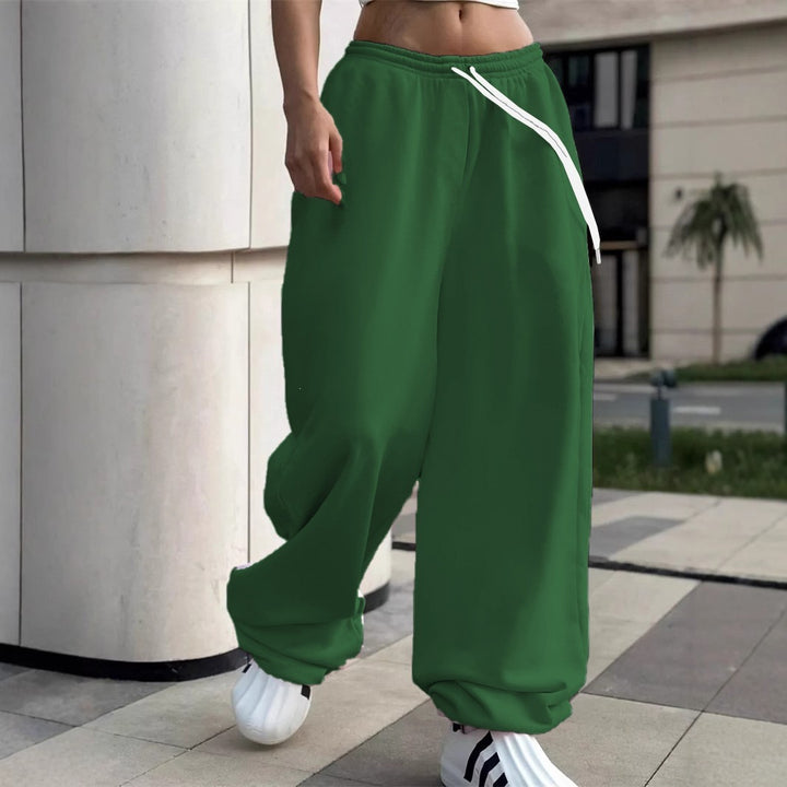 Women's wide Baggy joggers with a high comfort waistband, drawstring and elastic ankle cuffs Mune Fashion