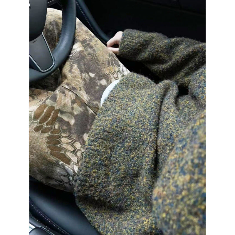 Men's Mélange Chunky Knit Sweater with V-Slit and Loose Oversized Fit Mune Fashion