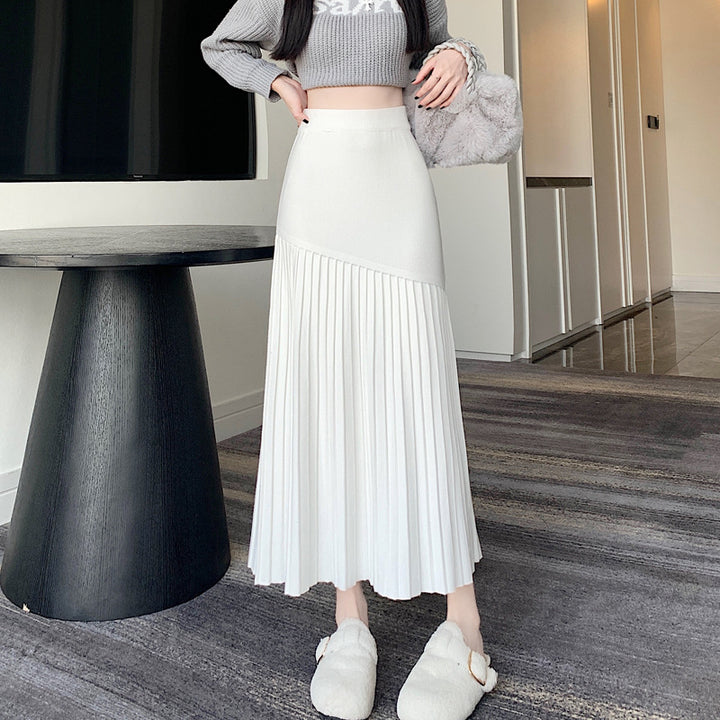 Women's Pleated Maxi Skirt with Asymmetric Design Mune Fashion