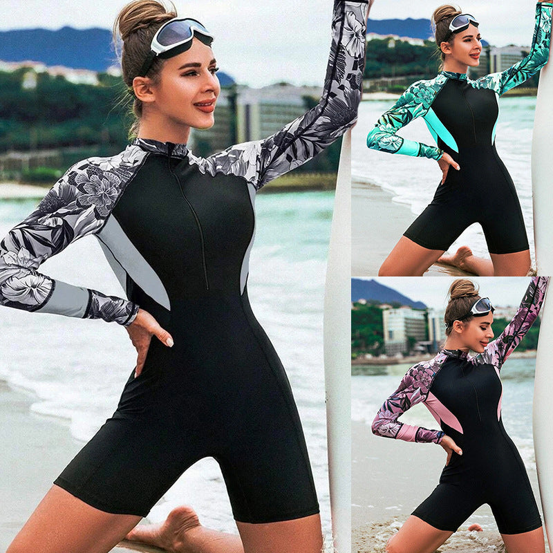 Women’s Surf Suit with Long Sleeves and Floral Design Mune Fashion