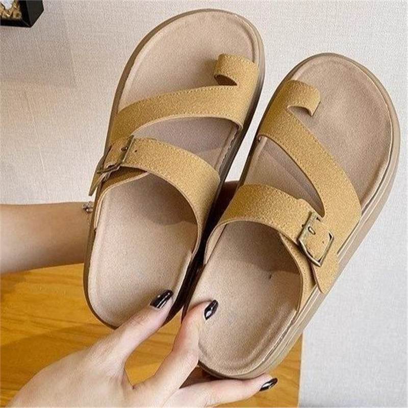 Women's platform sandals with toe strap, cork footbed and adjustable buckle Mune Fashion