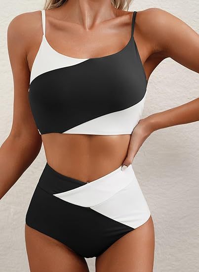 Ladies high-waisted bikini top with asymmetric design Mune Fashion