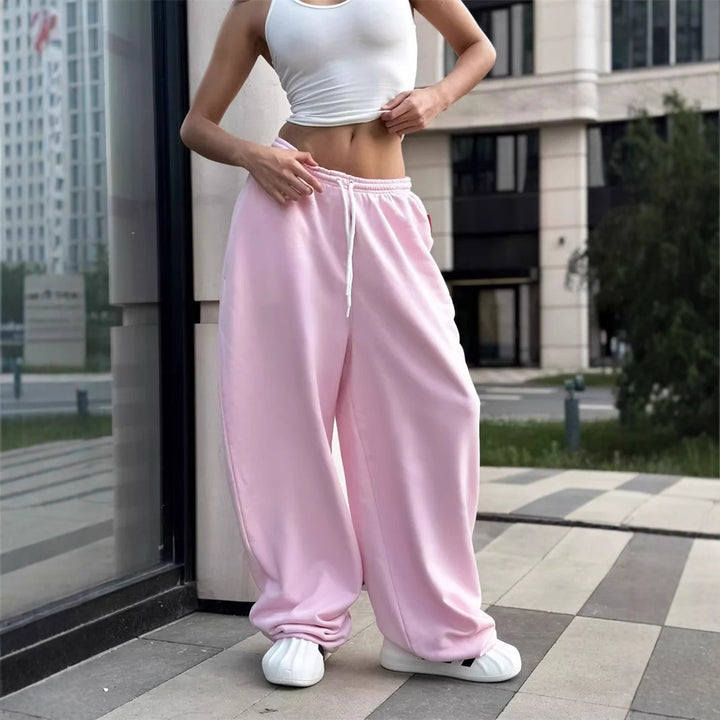 Women's oversized fleece sweatpants with a dropped crotch, drawstring waistband, and casual streetwear fit Mune Fashion