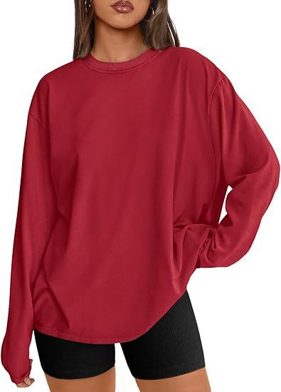Women's Oversize Sweatshirt with Round Neck and Extended Hem Drune