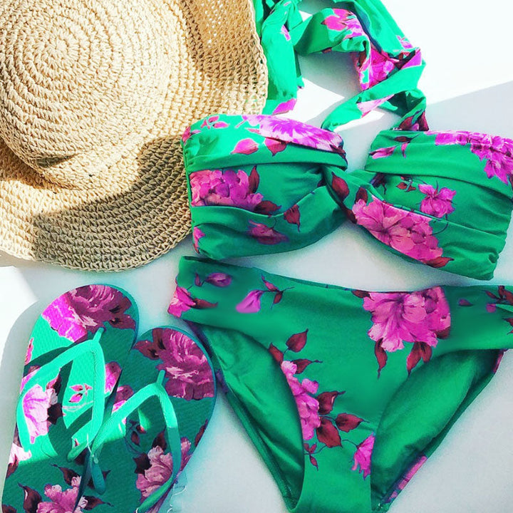 Ladies Beach Bikini Set with Asymmetrical Top and Elegant Maxi Skirt Mune Fashion