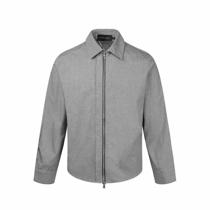 Men's short jacket with shirt collar, two-way zipper and fine structure Mune Fashion