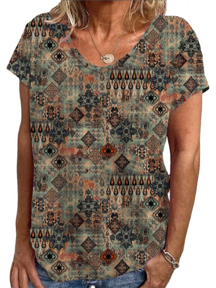 Ladies Loose Blouse with Colorful Paisley Pattern Mune Fashion
