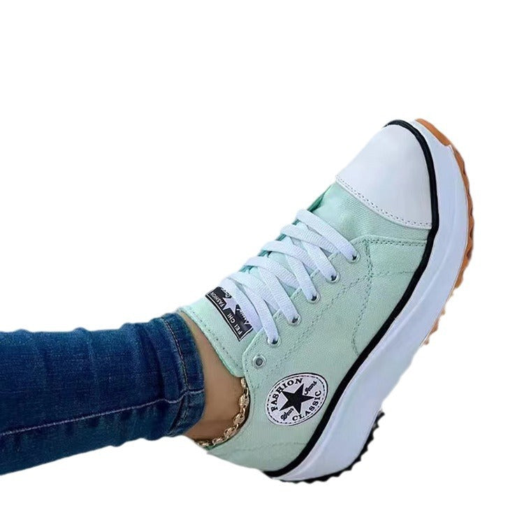 Women’s Canvas Platform Sneakers with serrated profile sole Mune Fashion