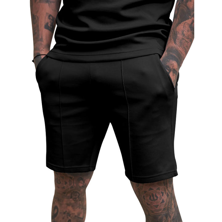 Men's short leisure pants made of cotton blend with elastic waistband and drawstring Mune Fashion