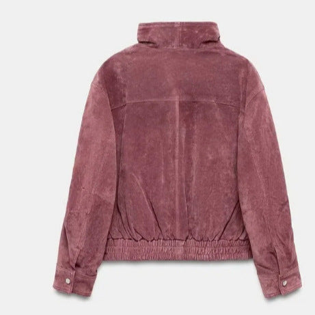 Women’s short-cut boxy blouson with high stand-up collar and dropped shoulders Mune Fashion