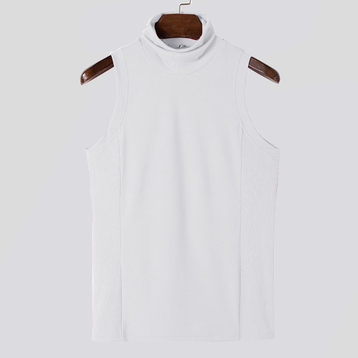 Women's sleeveless turtleneck top made of textured cotton blend Mune Fashion