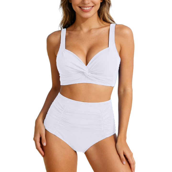 Women High-Cut Bikini Set with Wrap Top and Ruching Mune Fashion