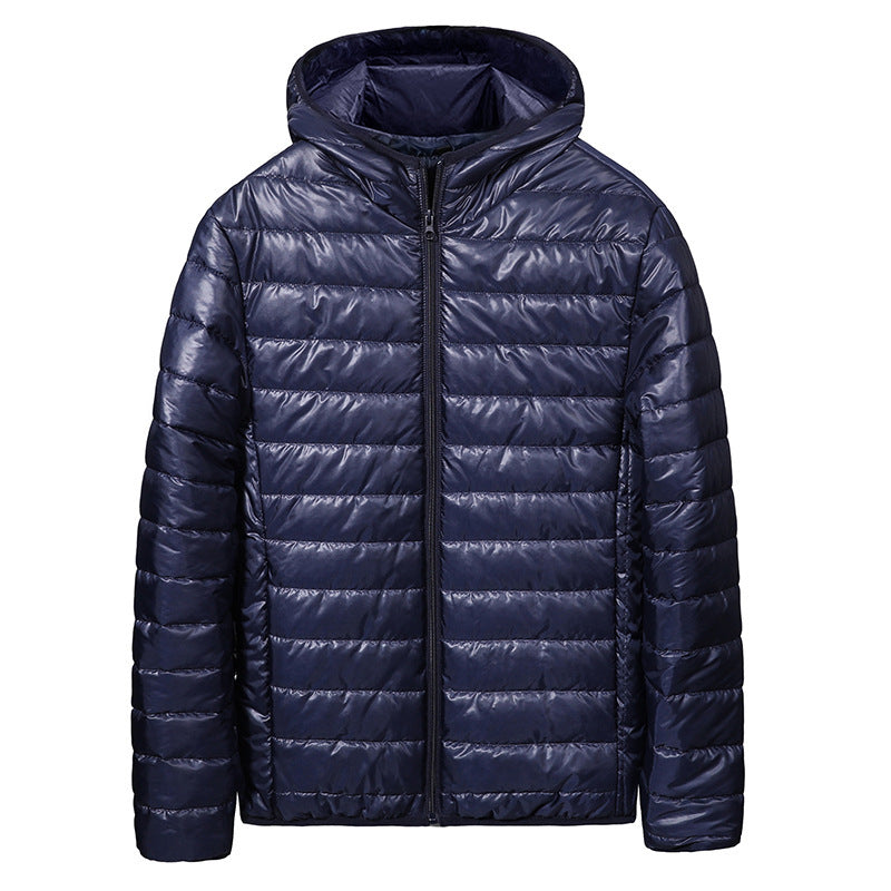 Men's ultralight quilted hoodie with horizontal chamber cut quilting and full zip Mune Fashion
