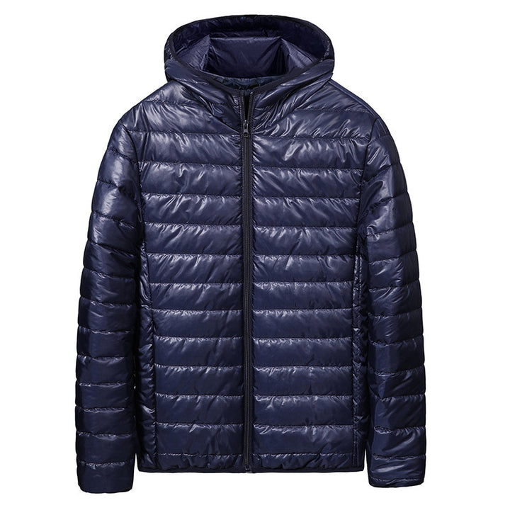 Men's ultralight quilted hoodie with horizontal chamber cut quilting and full zip Mune Fashion