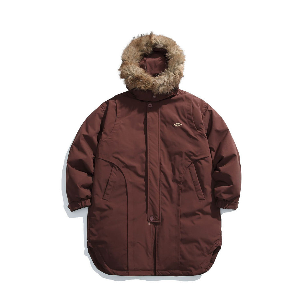 Men's Lined Winter Parka with Detachable Faux Fur Hood Mune Fashion