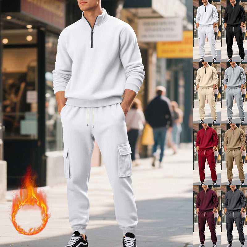 Men's cozy cargo style jogging pants made of fleece with drawstring and patch pockets Mune Fashion