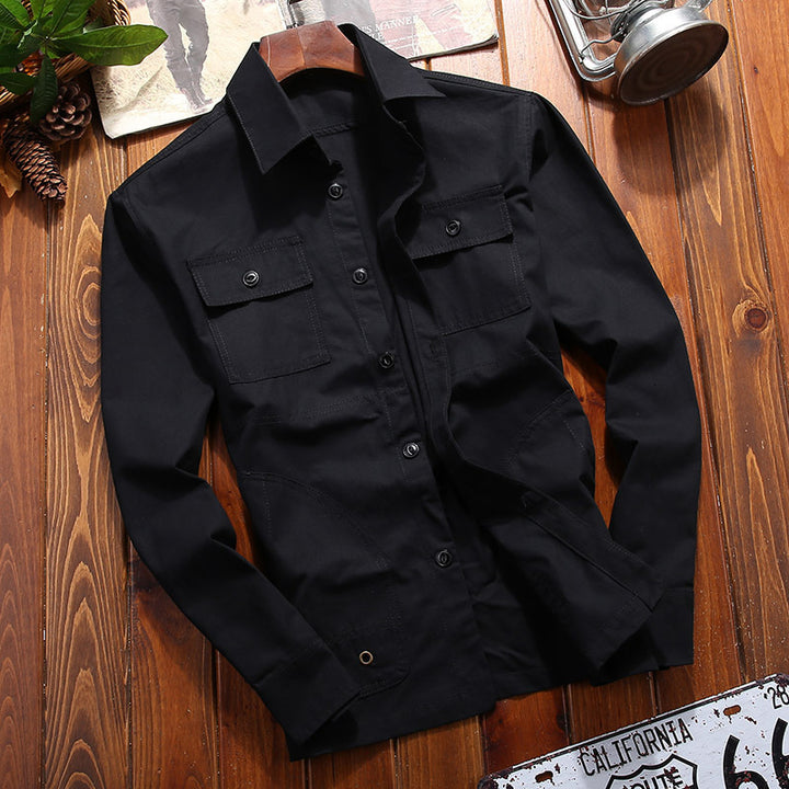 Men's lightweight canvas field shirt jacket with chest patch pockets and utility details Mune Fashion