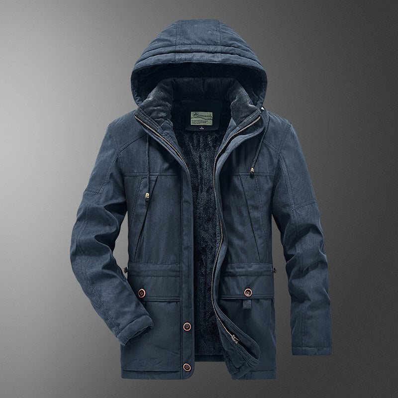 Men's insulated hooded parka with thermo teddy lining, windproof cotton blend outer shell, and multiple pockets Mune Fashion