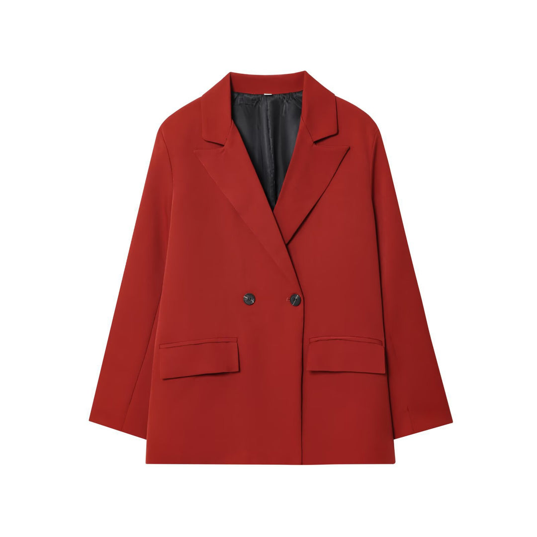 Women's Oversized Double-Breasted Blazer with Flap Pockets Mune Fashion